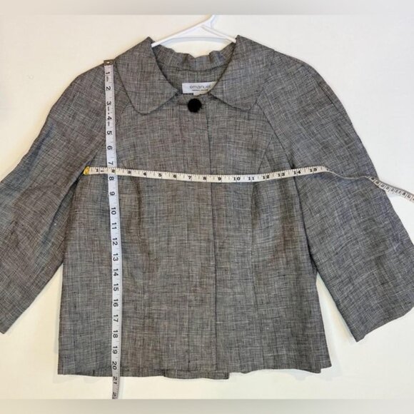 EMANUEL UNGARO 100% LINEN Collared Hidden Button Up closure Jacket Size 8 - Picture 9 of 13